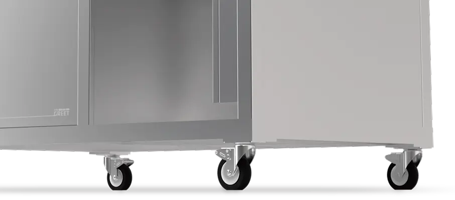 Washing module wheels for flexible movement